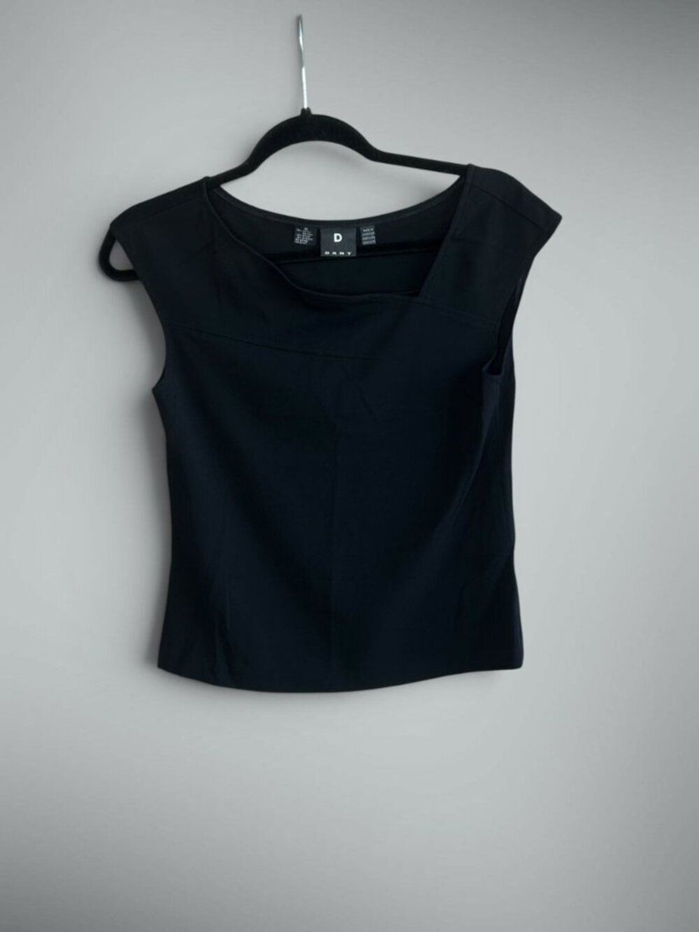 DKNY Black Designer Diagonal Neckline Lightweight Sweater Size 10